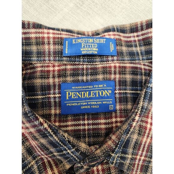 Pendleton Kingston shirt Fitted Flannel men plaid button up pockets cotton multi - Picture 2 of 9